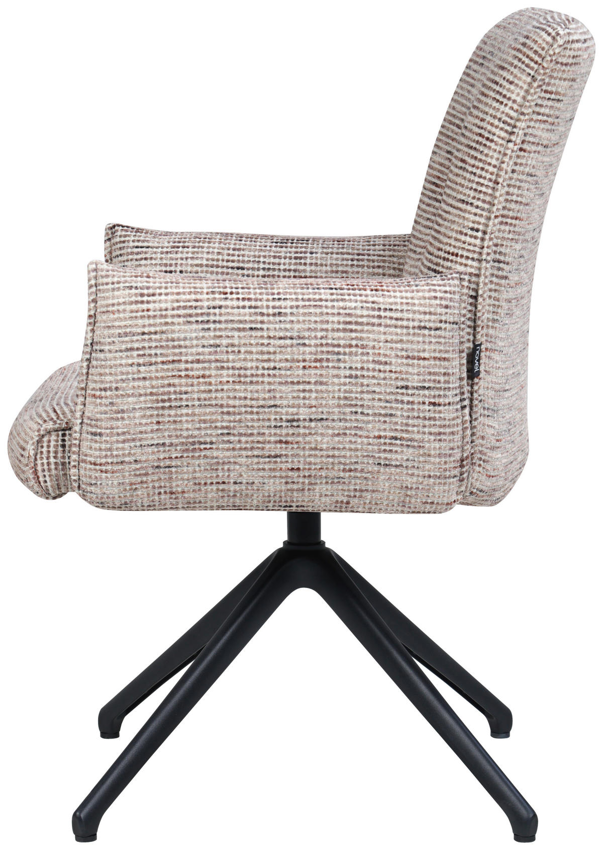 ARMLEHNSTUHL  Sitzfläche 360° drehbar, inklusive Armlehnen, automatische Rückholfunktion Webstoff  - Taupe/Schwarz, Design, Textil/Metall (65/91/65cm) - Novel