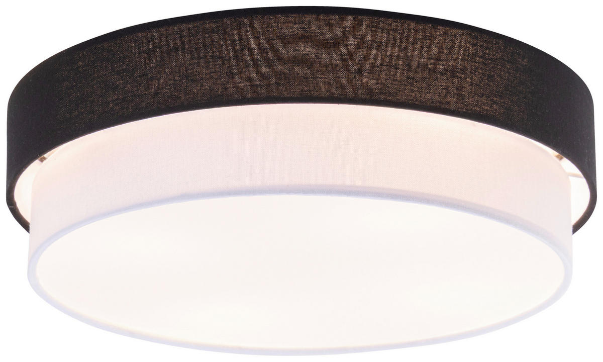 STROPNÍ SVÍTIDLO, 45/13 cm  - bílá/černá, Moderní, kov/textil (45/13cm) - Novel