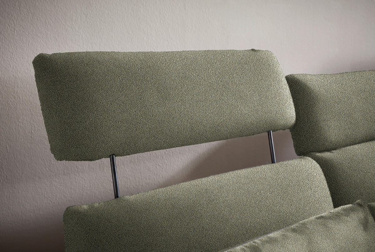 ECKSOFA in Flachgewebe Greige  - Greige/Schwarz, Design, Textil/Metall (259/152cm) - Dieter Knoll