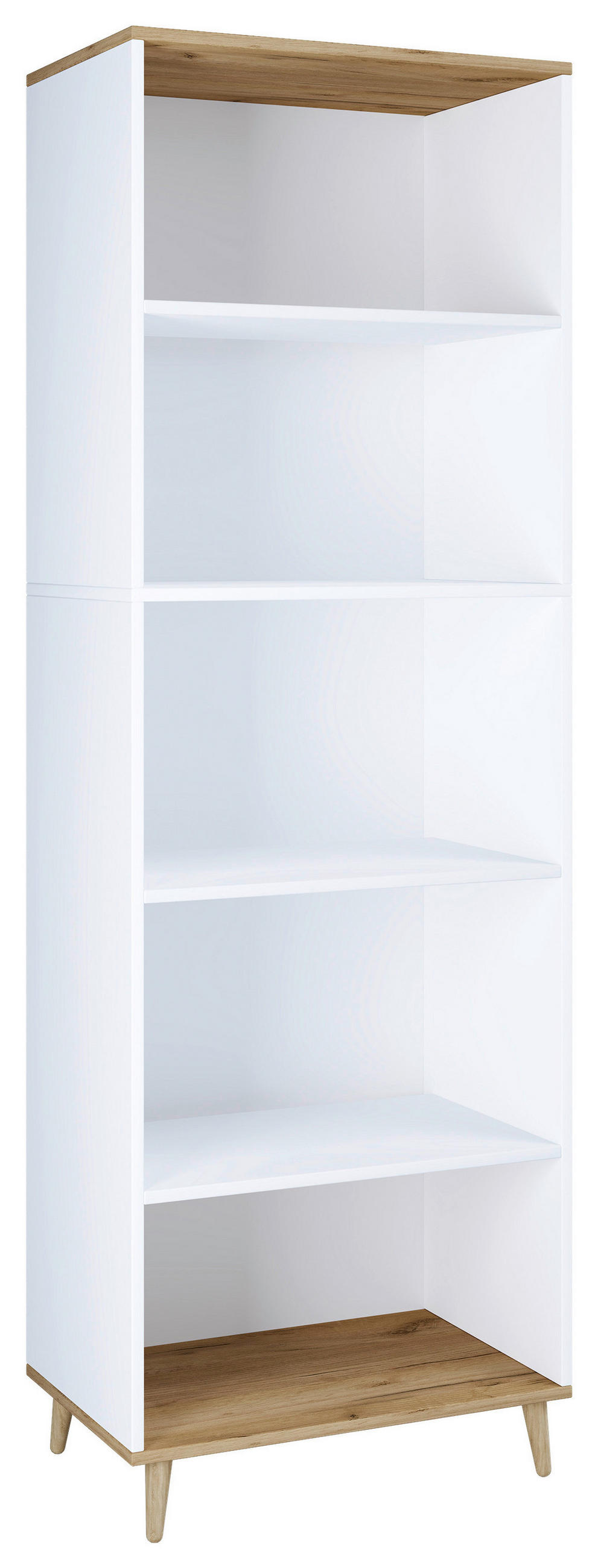 Etajeră, 60/184/31 cm, alb, culoare lemn stejar,