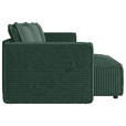 ECKSOFA Dunkelgrün Cord Zierkissen, Rückenkissen, Schlaffunktion, Rücken echt  - Dunkelgrün/Schwarz, MODERN, Kunststoff/Textil (350/168cm) - Xora