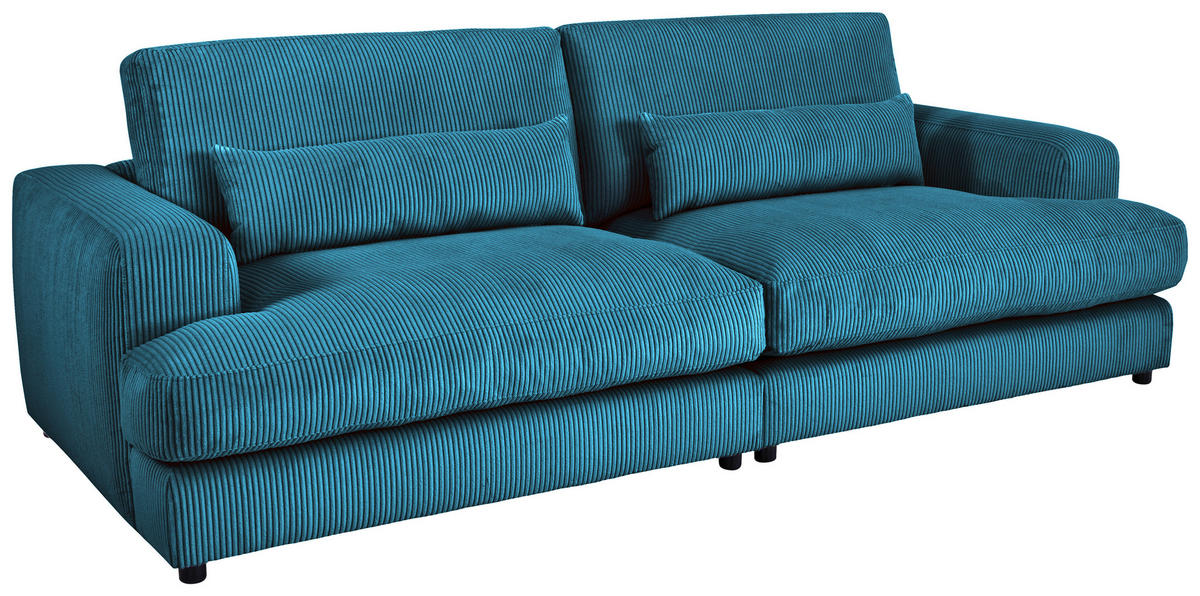 MEGASOFA Cord Türkis  - Türkis/Schwarz, MODERN, Kunststoff/Textil (260/85/112cm) - Lomoco