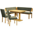 ECKBANK 171/248 cm Webstoff Grün, Eichefarben Eiche vollmassiv   - Eichefarben/Grün, KONVENTIONELL, Holz/Textil (171/248cm) - Linea Natura