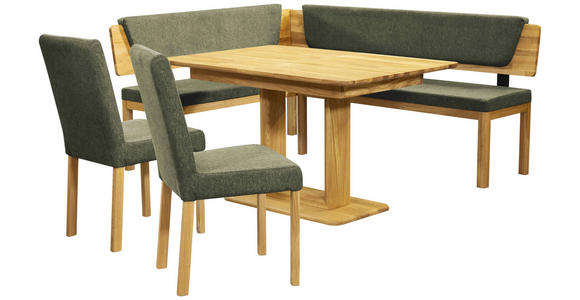 ECKBANK 171/248 cm Webstoff Grün, Eichefarben Eiche vollmassiv   - Eichefarben/Grün, KONVENTIONELL, Holz/Textil (171/248cm) - Linea Natura
