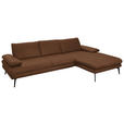 ECKSOFA in Echtleder Hellbraun  310/180 cm  - Hellbraun/Schwarz, Design, Leder/Metall (310/180cm) - Dieter Knoll