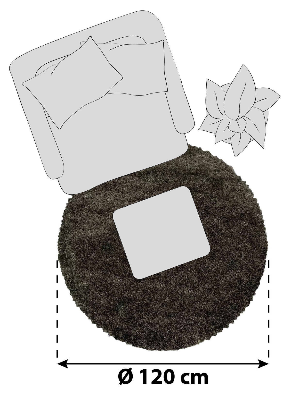 HOCHFLORTEPPICH 120 cm Fluffy 3500 Braun Braun  - Braun, Basics, Textil (120cm)