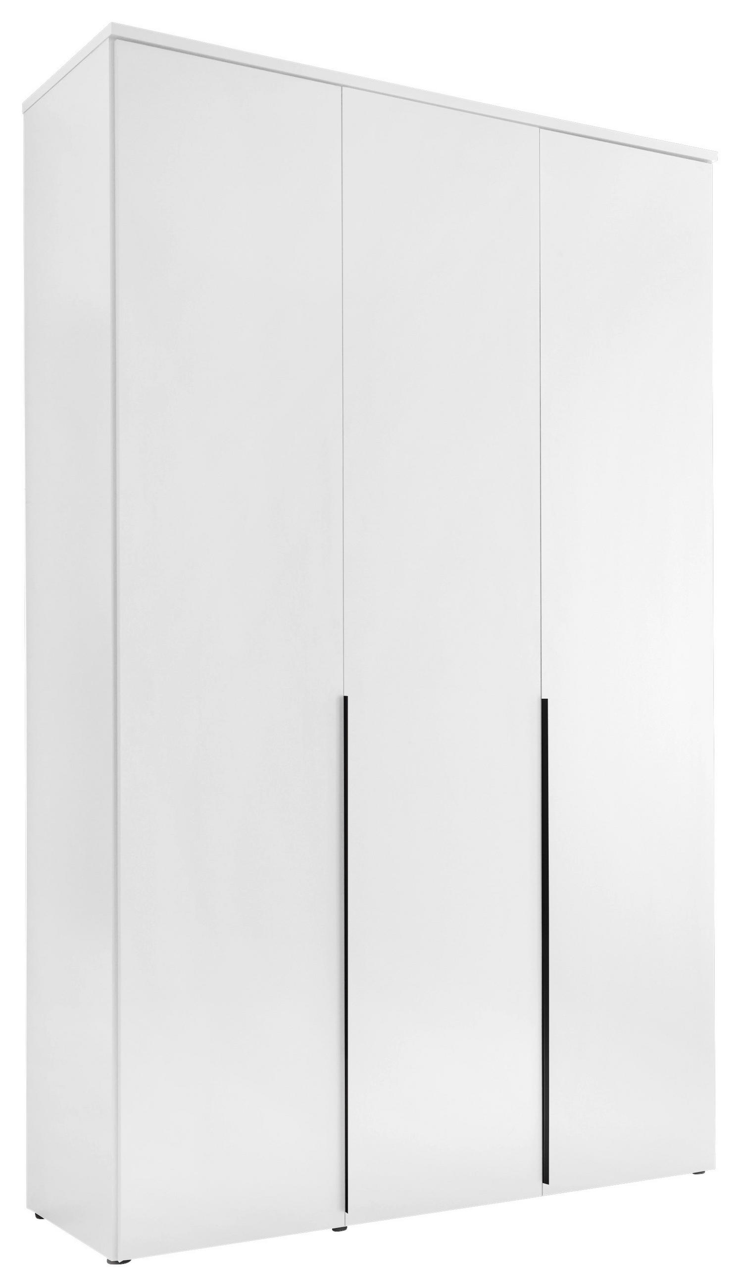 DREHTÜRENSCHRANK 135/225/52 cm 3-türig Weiß  - Schwarz/Weiß, MODERN, Holzwerkstoff/Kunststoff (135/225/52cm) - MID.YOU