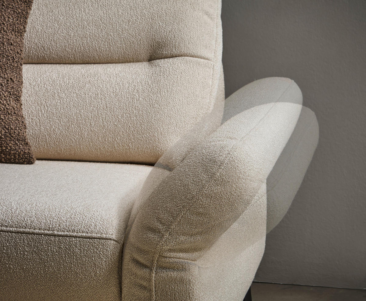 ECKSOFA Flachgewebe Creme  - Anthrazit/Creme, Design, Textil/Metall (195/328cm) - Johann Jakob