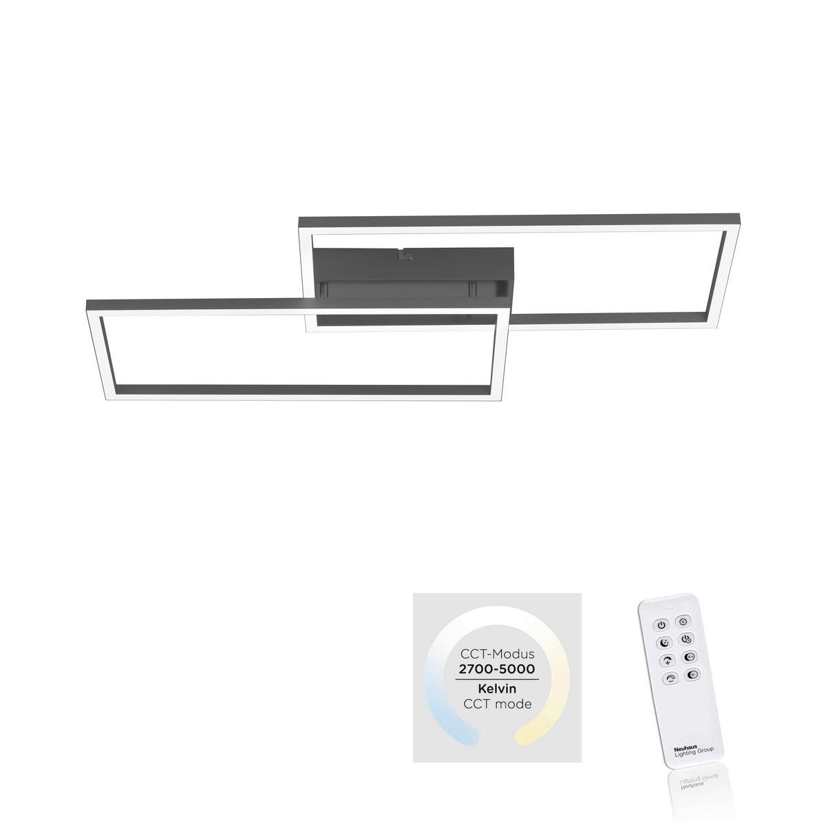 LED-DECKENLEUCHTE Iven 60,5/32,5/6,5 cm   - Schwarz, Design, Kunststoff/Metall (60,5/32,5/6,5cm)