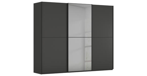 SCHWEBETÜRENSCHRANK 301/223/68 cm 3-türig Graphitfarben, Schwarz  - Schwarz/Graphitfarben, KONVENTIONELL, Glas/Holzwerkstoff (301/223/68cm) - Novel