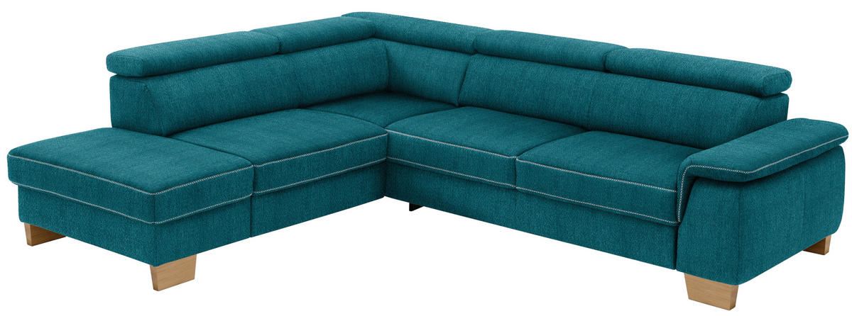ECKSOFA in Mikrofaser Petrol  - Eichefarben/Beige, Natur, Holz/Textil (226/273cm) - Beldomo System