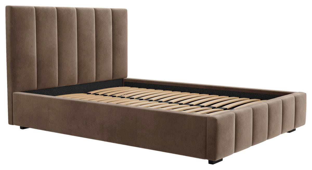POLSTERBETT Lattenrost, Bettkasten 180/200 cm  in Taupe  - Taupe/Schwarz, Design, Holz/Kunststoff (180/200cm) - Boxxx