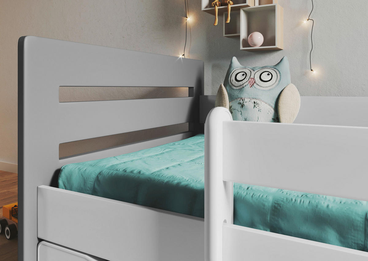 KINDER-/JUNIORBETT 80/180 cm  in Grau, Weiß  - Birkefarben/Weiß, MODERN, Holz/Holzwerkstoff (80/180cm) - MID.YOU