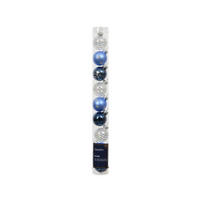 JULGRANSKULOR SET 3,00 cm 9 delar  - vit/blå, Klassisk, glas (3,00cm)