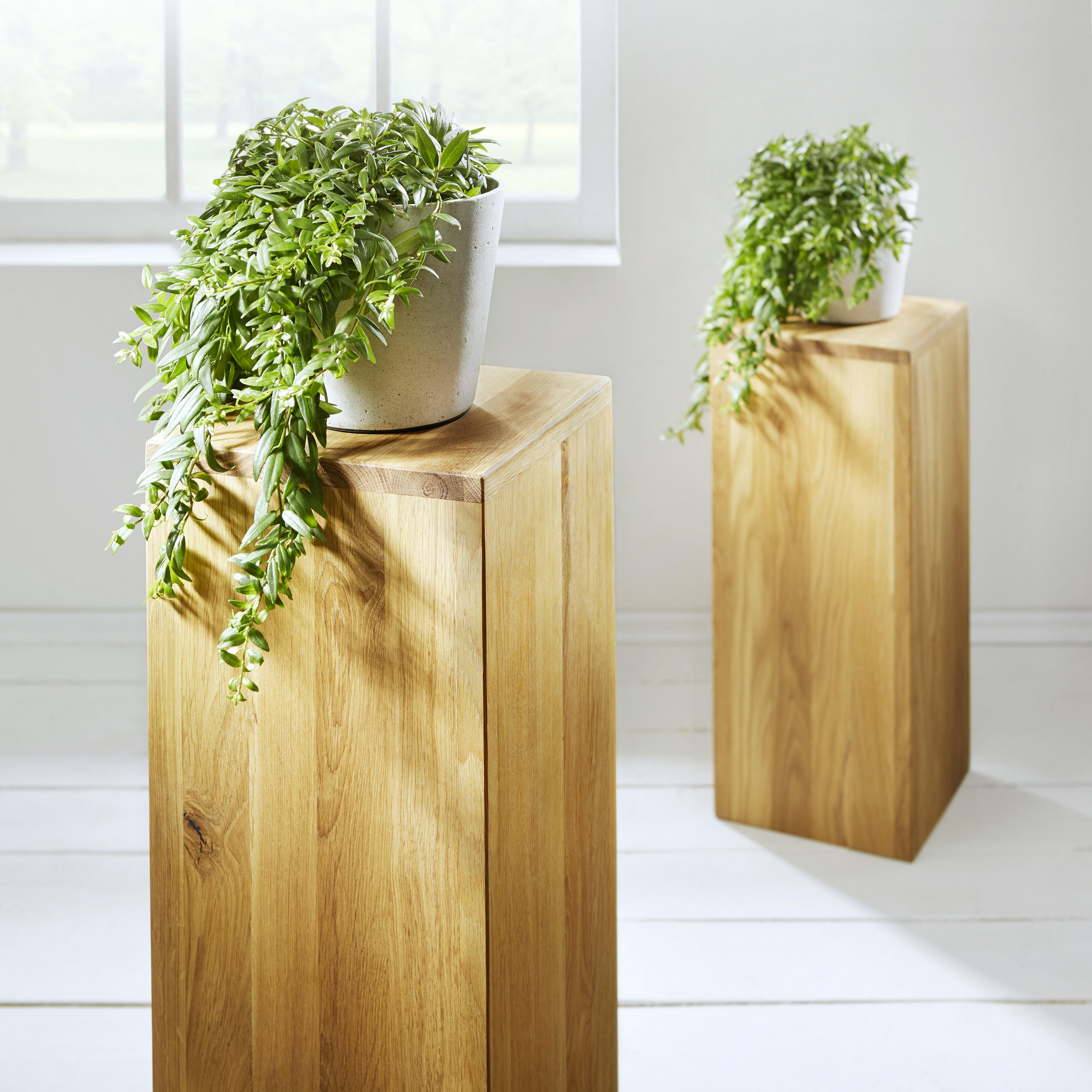 BLUMENSTÄNDER Holz Eiche massiv  - Eichefarben, Natur, Holz (25/25/80cm) - Linea Natura