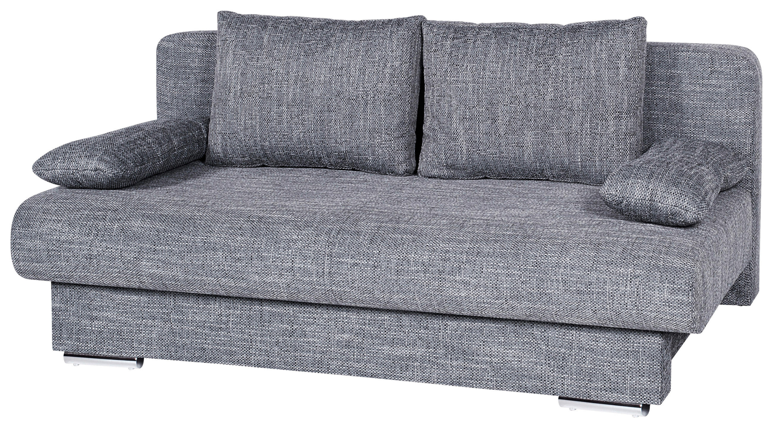 SCHLAFSOFA Webstoff Grau  - Chromfarben/Schwarz, Basics, Kunststoff/Textil (193/85/86cm) - P & B