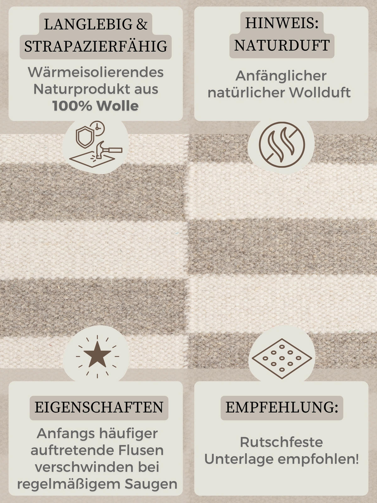 HANDWEBTEPPICH 160/230 cm Vika Weiß, Greige rechteckig  - Greige/Weiß, Basics, Textil (160/230cm) - Hanse Home