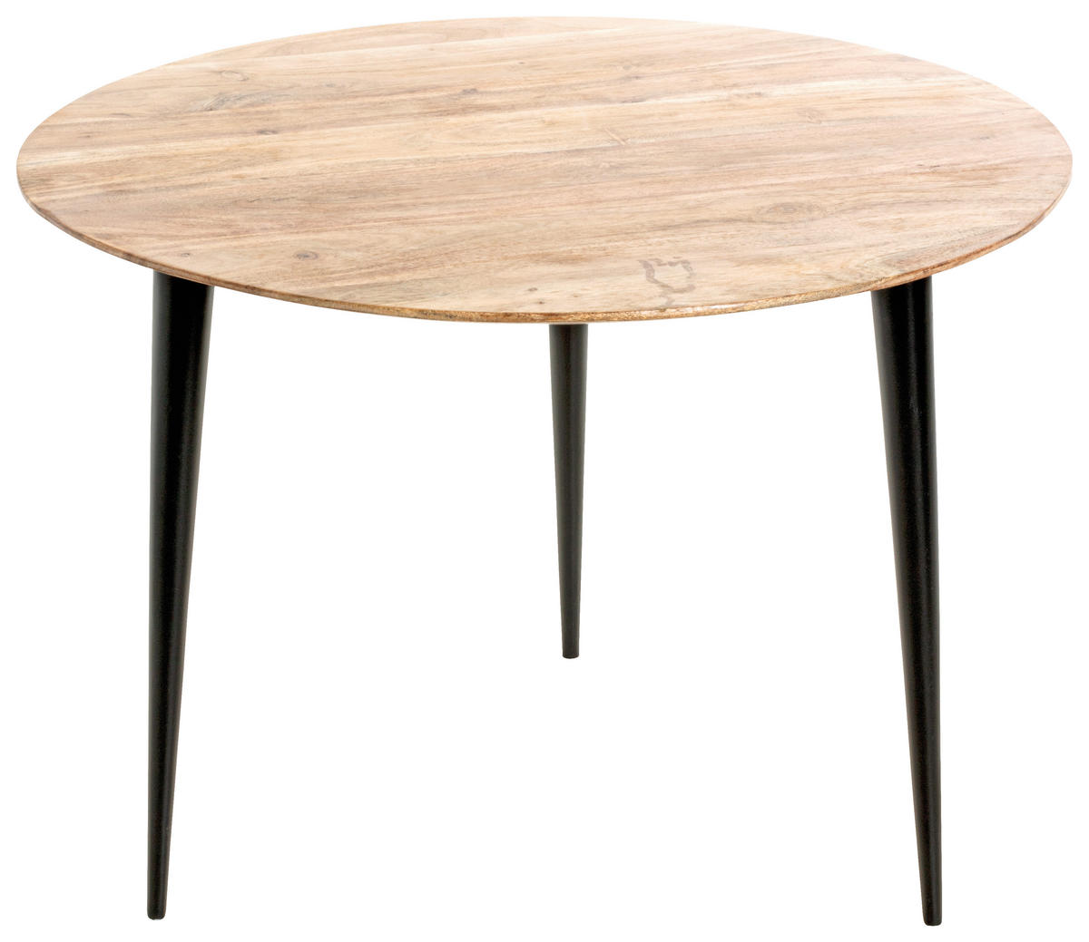 BEISTELLTISCH 65/65/46 cm Akazie massiv Schwarz, Akaziefarben rund  - Schwarz/Akaziefarben, KONVENTIONELL, Holz/Metall (65/65/46cm)