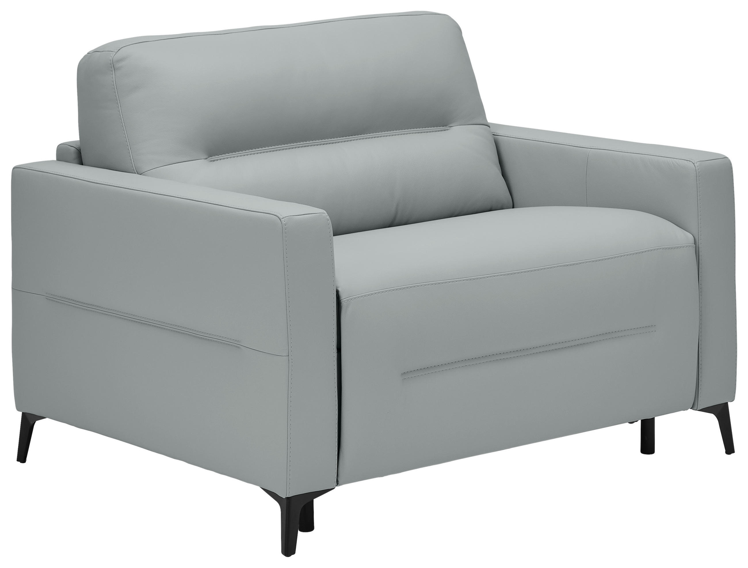 SCHLAFSESSEL Echtleder Grau    - Schwarz/Grau, Design, Leder/Metall (115/89/97cm) - Novel