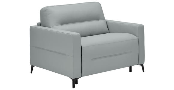 SCHLAFSESSEL Echtleder Grau Liegefunktion Rücken echt  - Schwarz/Grau, Design, Leder/Metall (115/89/97cm) - Novel