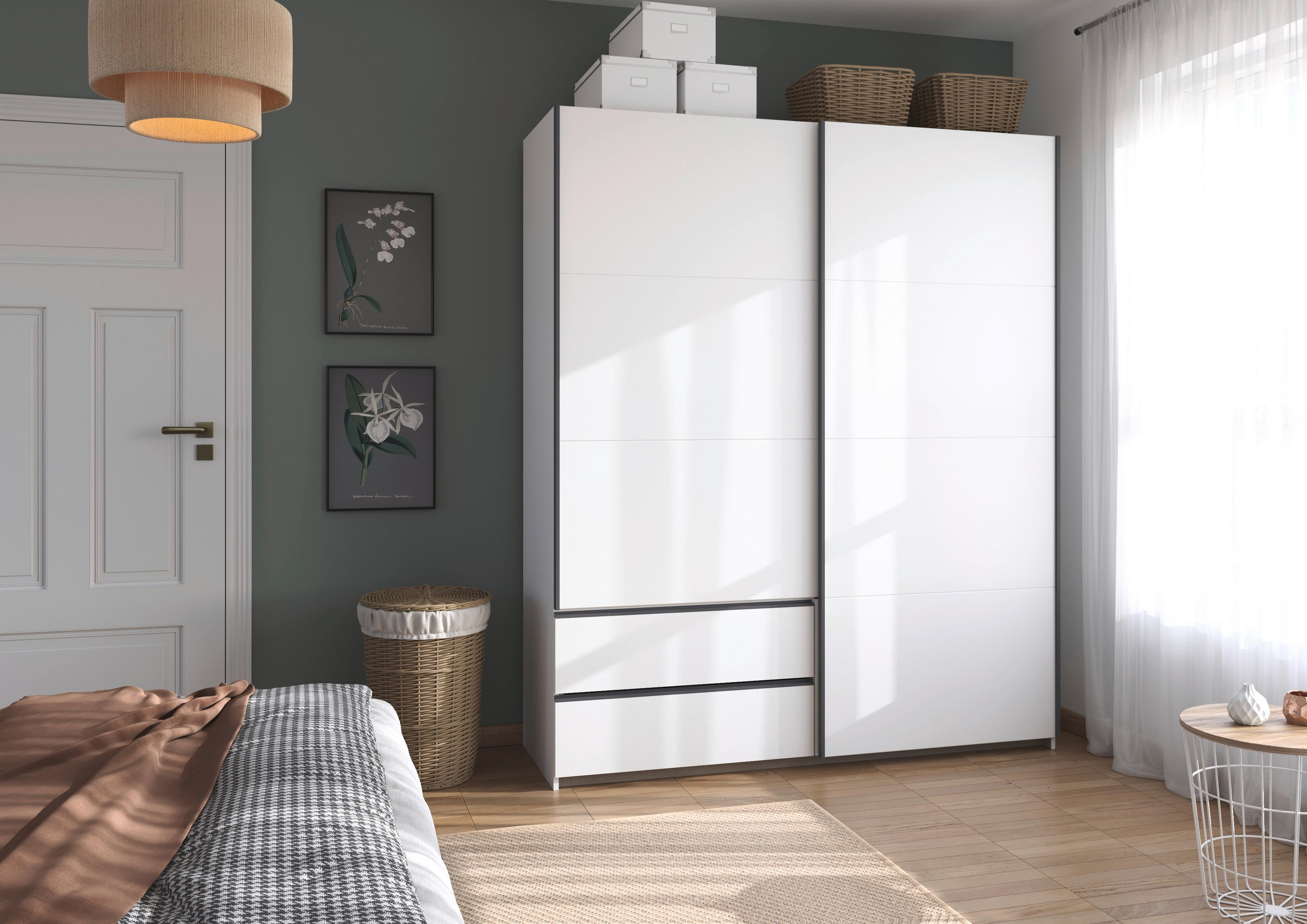 SCHWEBETÜRENSCHRANK in Weiss  - Weiss/Alufarben, Modern, Holzwerkstoff (175/210/59cm) - Rauch Möbel