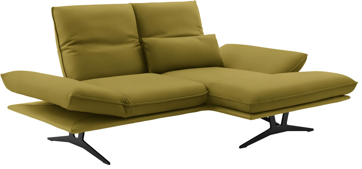 ECKSOFA in Echtleder Hellgrün  - Schwarz/Hellgrün, Design, Leder/Metall (210/130cm) - Dieter Knoll