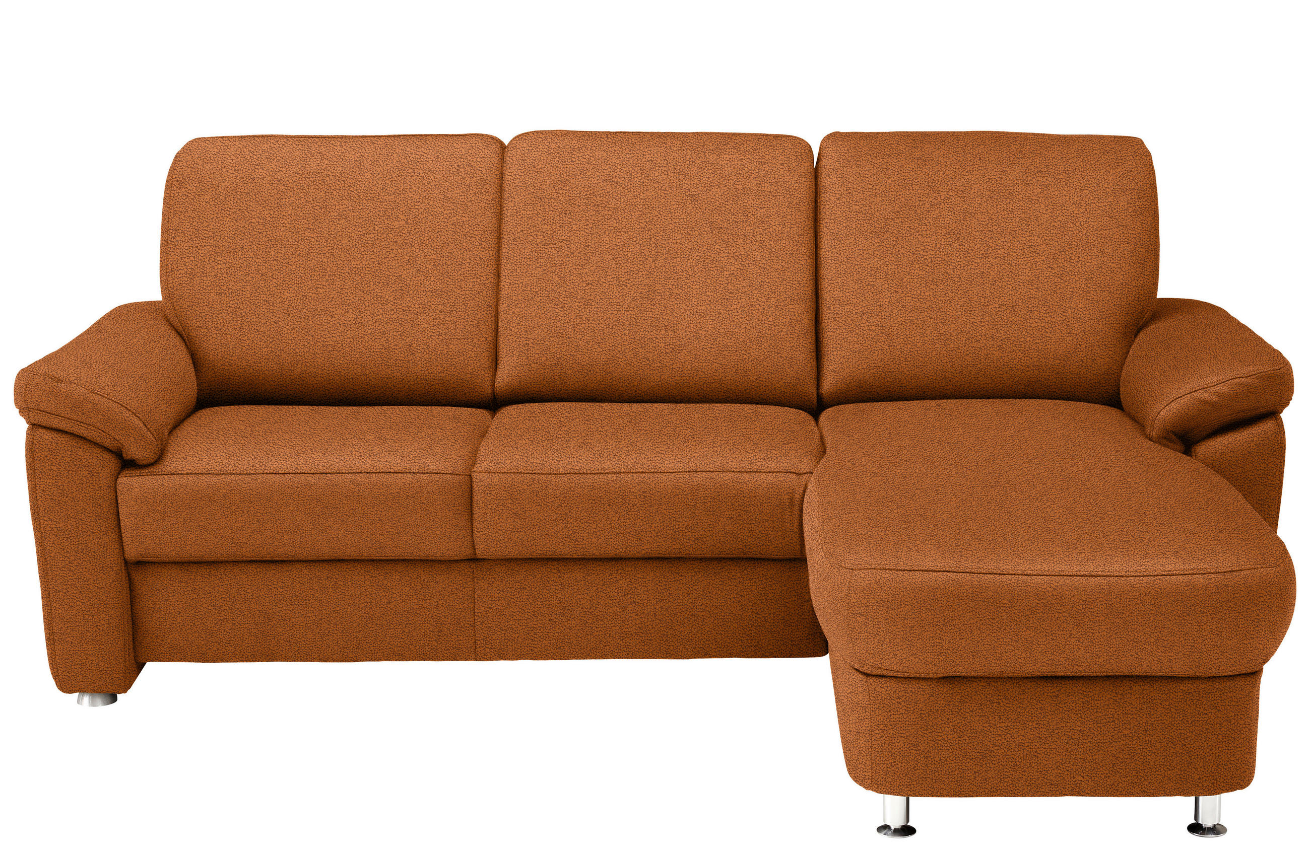 ECKSOFA in Flachgewebe Cognac  - Chromfarben/Cognac, Konventionell, Textil/Metall (250/163cm) - Beldomo System