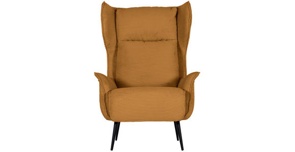 OHRENSESSEL Cord Bernsteinfarben  - Bernsteinfarben/Schwarz, Design, Textil/Metall (83/106/89cm) - Landscape