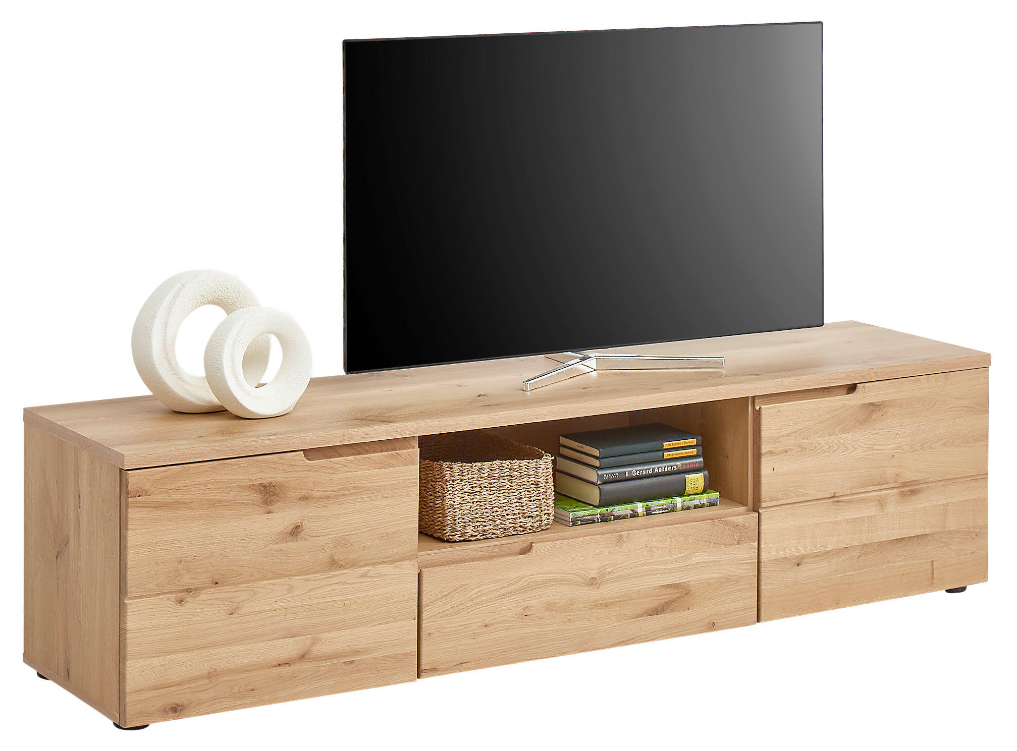 TV-SZEKRÉNY 165/42/40 cm  - ezüst/tölgyfa, Design, műanyag/faalapú anyag (165/42/40cm) - Linea Natura