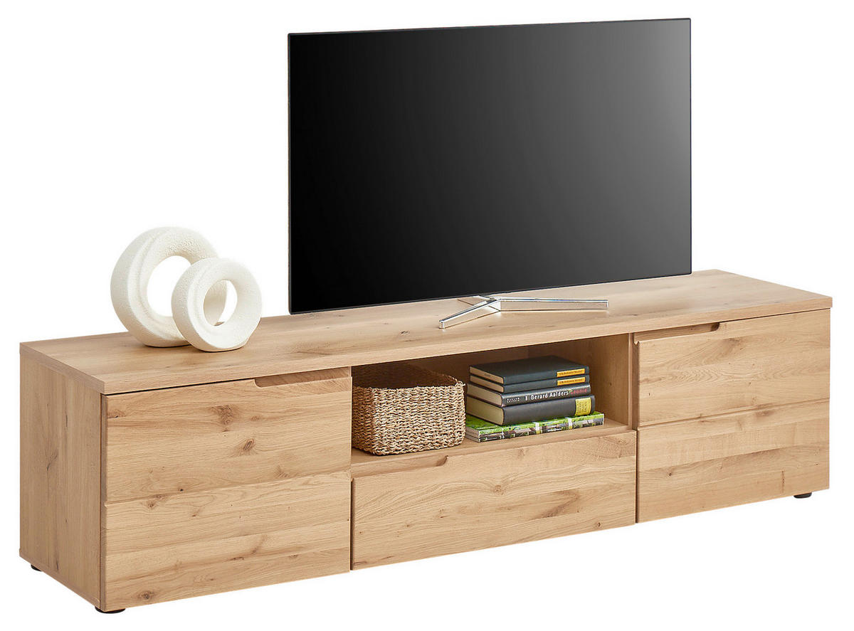 NÍZKÁ KOMODA, dub, barvy dubu, 165/42/40 cm - barvy stříbra/barvy dubu, Design, dřevo/kompozitní dřevo (165/42/40cm) - Linea Natura