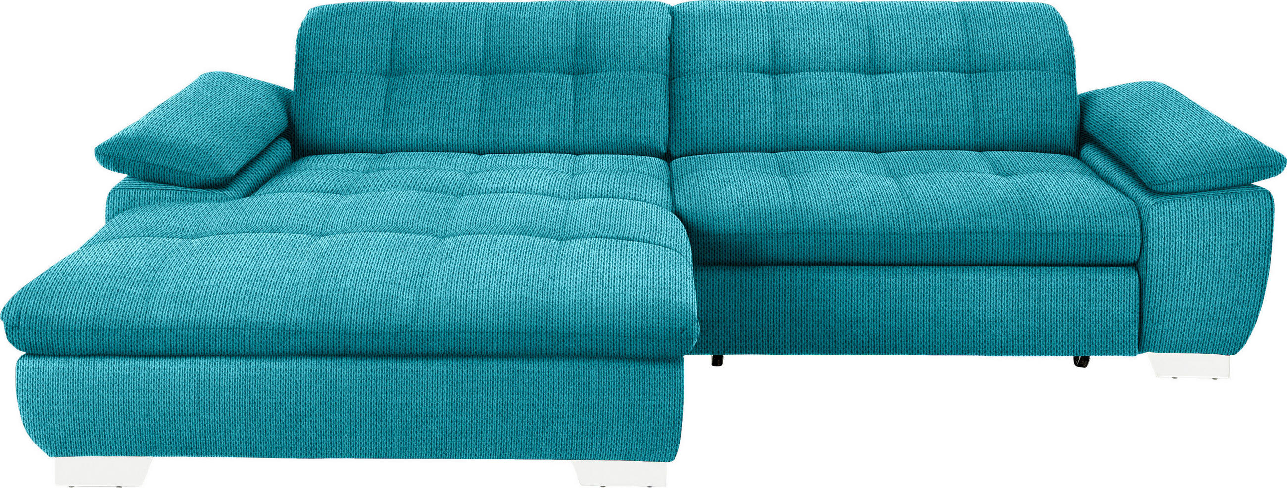 ECKSOFA in Mikrofaser Türkis  - Türkis/Chromfarben, Design, Textil/Metall (180/265cm) - Carryhome
