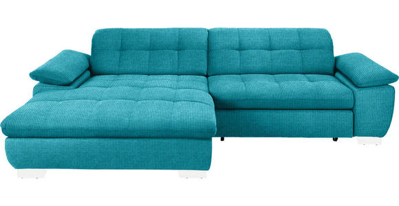 ECKSOFA in Mikrofaser Türkis  - Türkis/Chromfarben, Design, Textil/Metall (180/265cm) - Carryhome