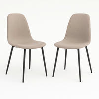 STUHL-SET 2 Stück  in Filz Textil  - Graubraun/Schwarz, MODERN, Textil/Metall (44/86/54cm) - MID.YOU