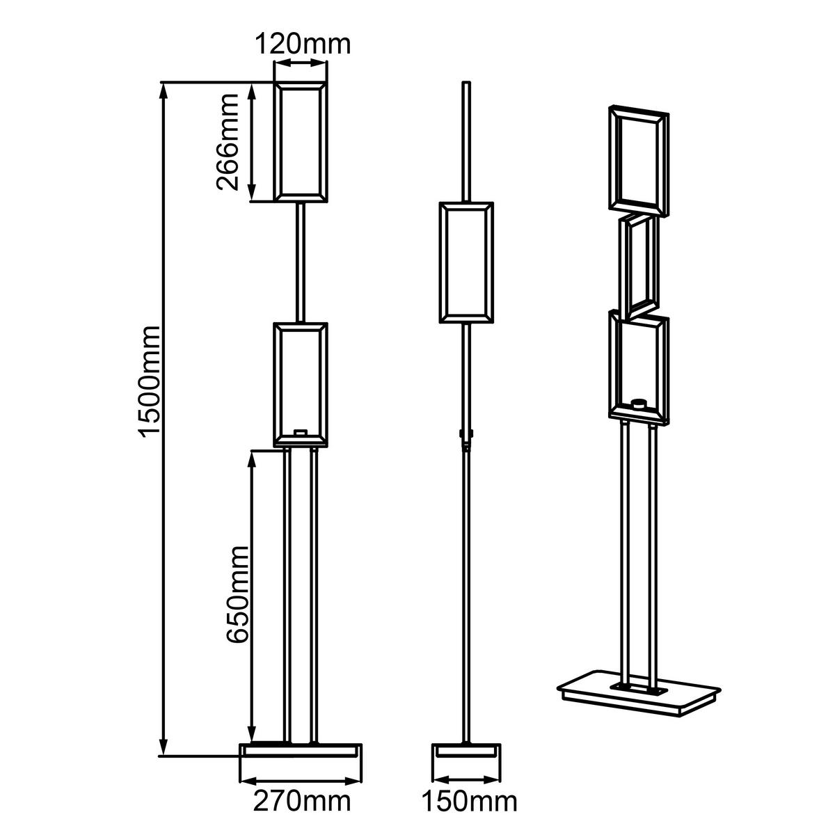 LED-STEHLEUCHTE 27/15/157 cm    - Alufarben, Design, Kunststoff/Metall (27/15/157cm) - Brilliant