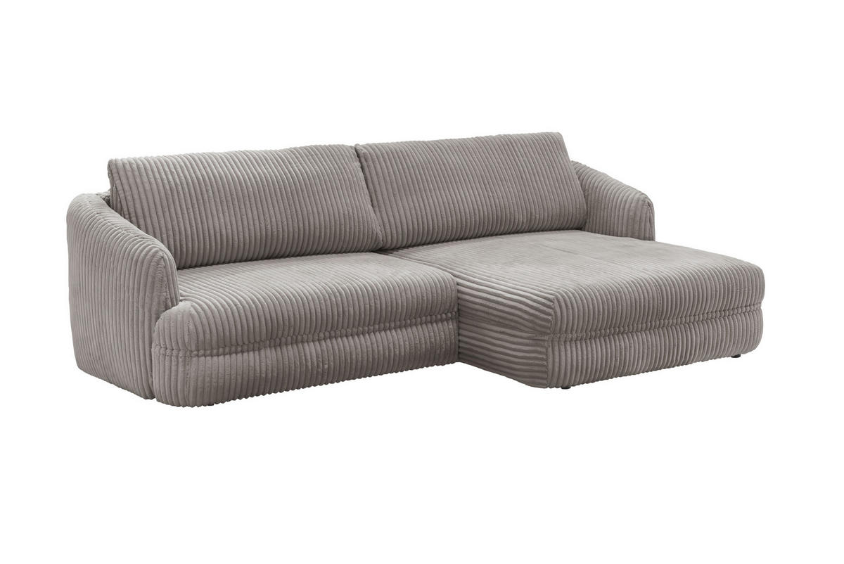ECKSOFA LUSH Taupe Cord  - Taupe/Silberfarben, Design, Kunststoff/Textil (284/161cm) - Livetastic