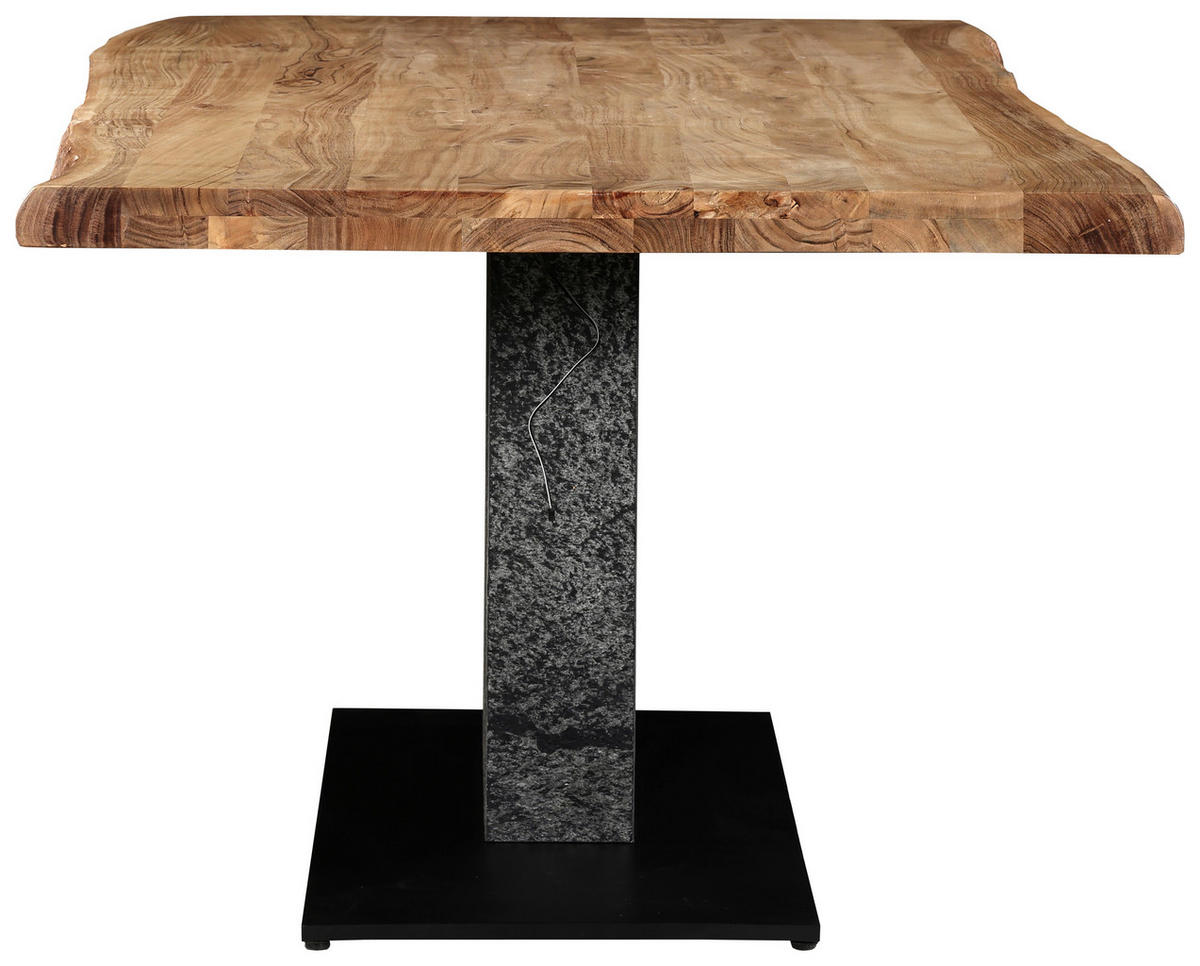 ESSTISCH in Holz, Metall, Stein 200/100/76 cm  - Schieferfarben/Schwarz, Design, Holz/Stein (200/100/76cm) - Landscape