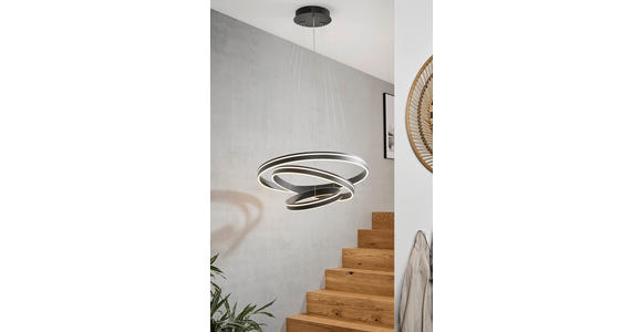 LED-HÄNGELEUCHTE Sattelite 80/200 cm   - Schwarz/Weiß, Design, Kunststoff (80/200cm) - Dieter Knoll