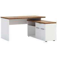 KOTNA PISALNA MIZA leseni material bela  - bela, Design, kovina/leseni material (140/73,3/133cm) - Voleo