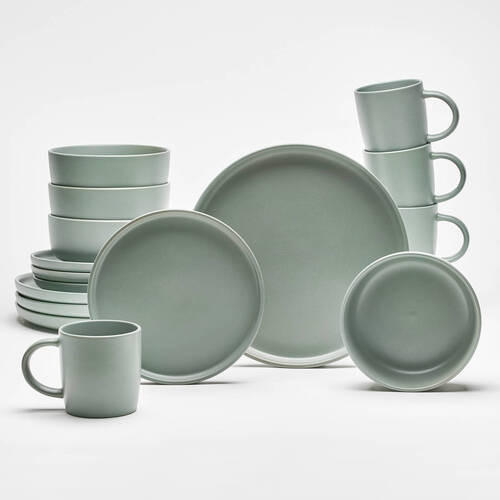 KOMBISERVICE Prato 16-teilig  - Salbeigrün, Konventionell, Keramik (30/30/30cm) - Van Well