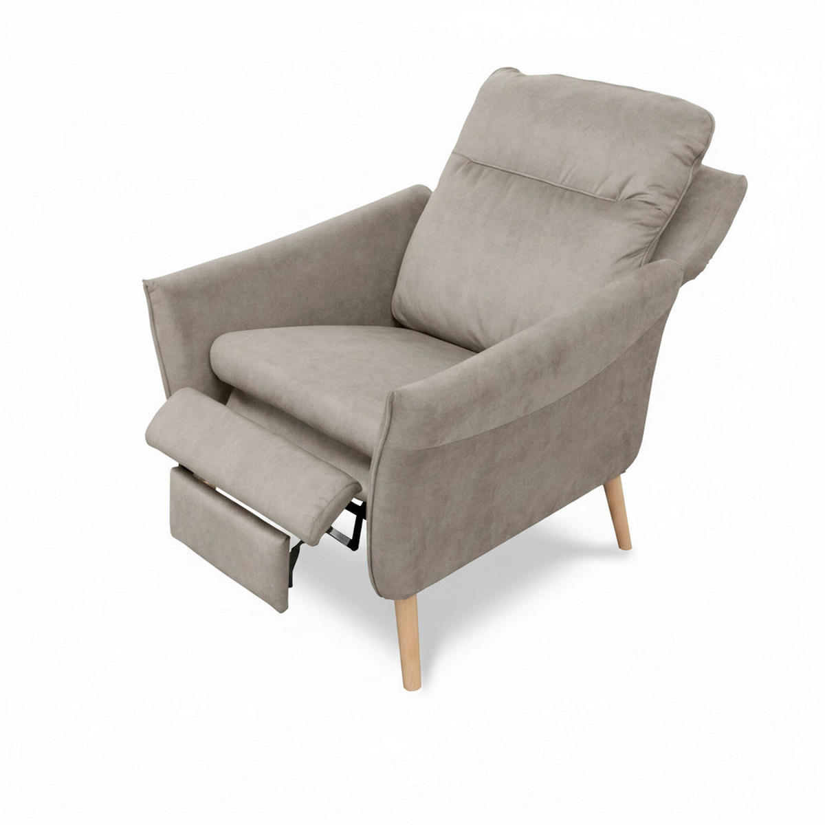 RELAXSESSEL in Textil Taupe  - Taupe/Buchefarben, Design, Holz/Textil (88/110/92cm) - Livetastic