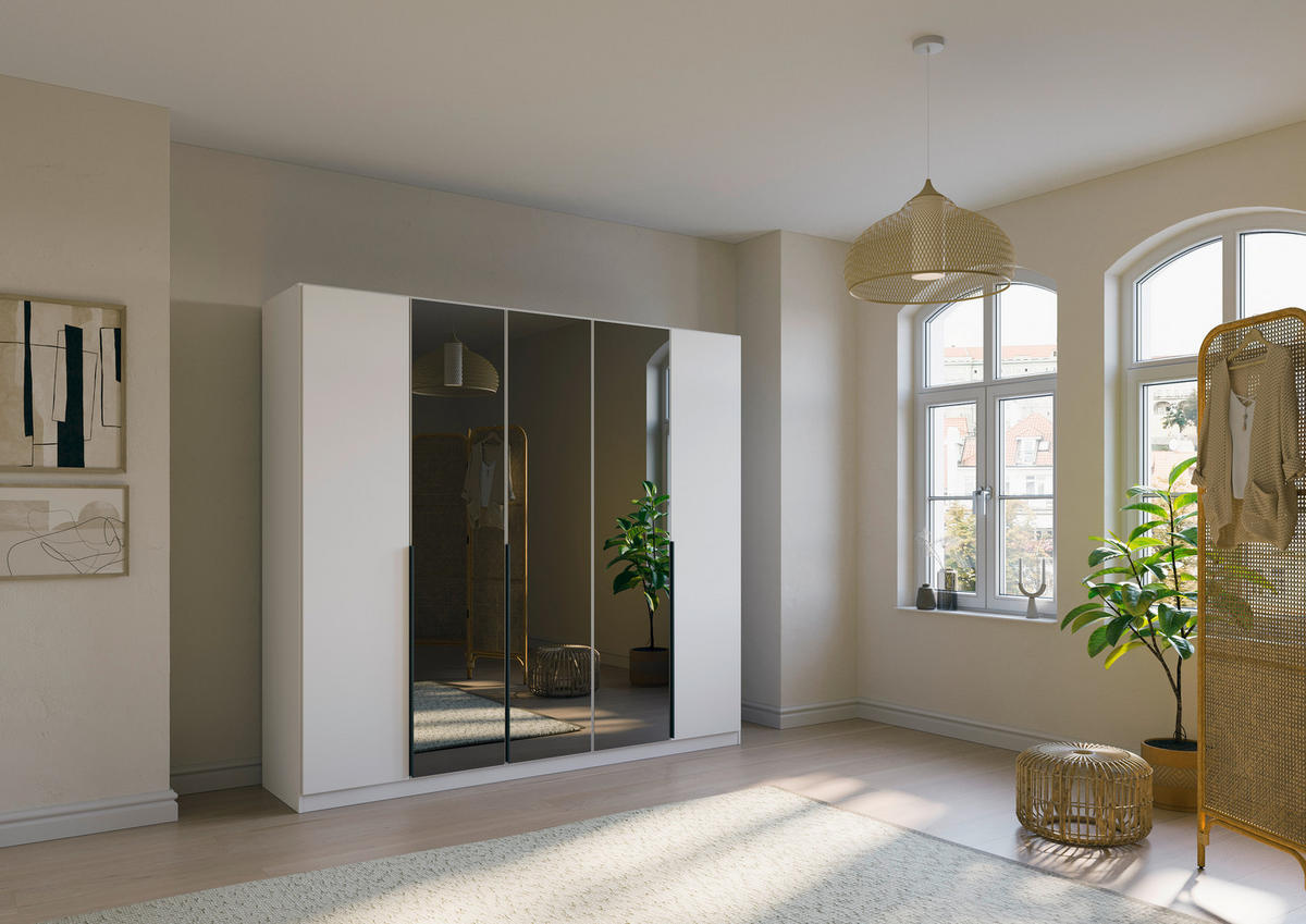 DREHTÜRENSCHRANK in Weiss  - Weiss/Grau, Modern, Holzwerkstoff/Metall (226/210/54cm) - Rauch Möbel