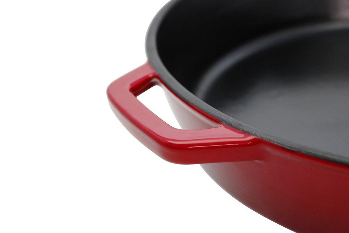SCHMORPFANNE Gusseiserne Schmorpfanne Keramikbeschichtung 28 cm  - Kirschrot, Basics, Metall (28cm) - ELO