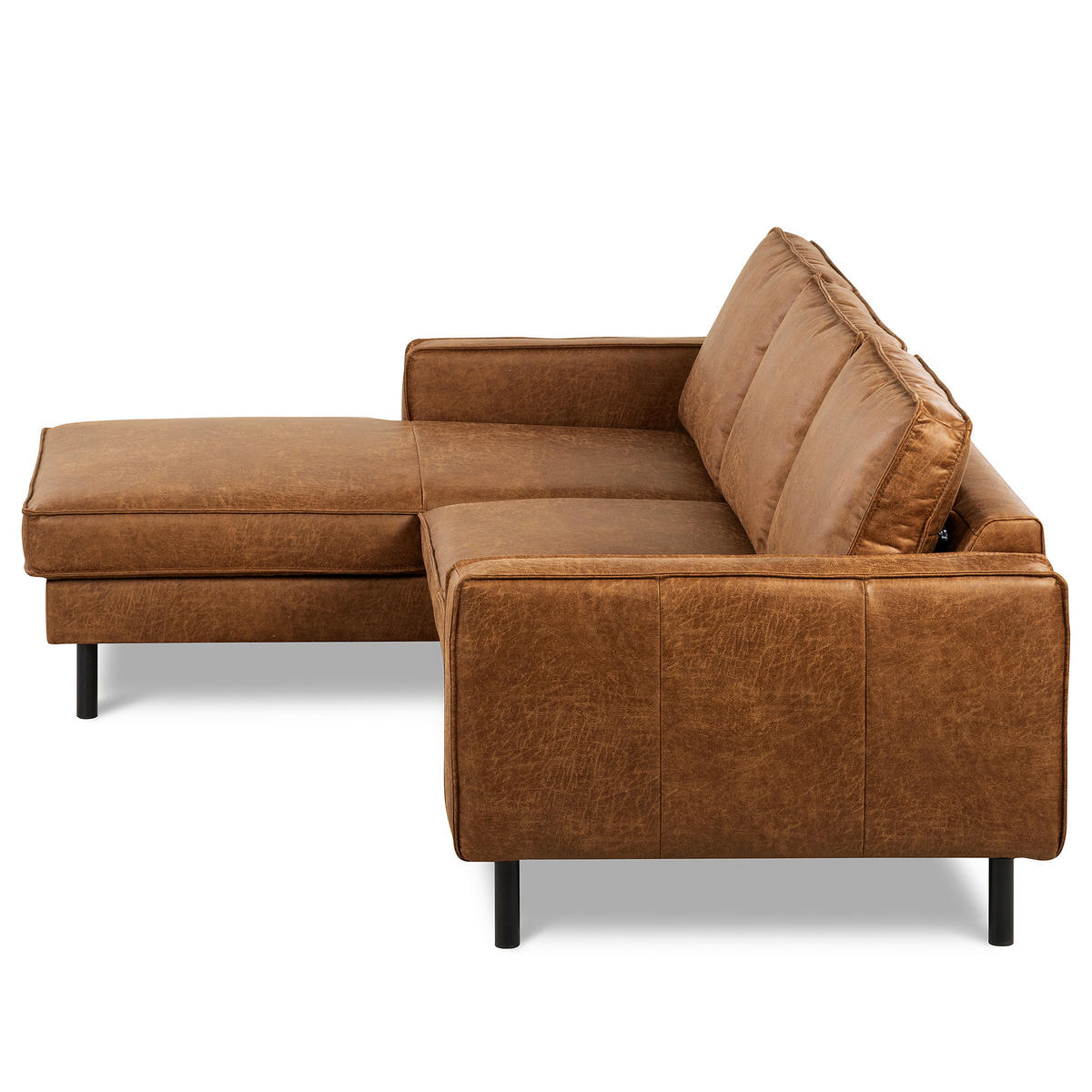 ECKSOFA Hellbraun Echtleder Lederlook Rücken echt  - Hellbraun, Design, Leder/Textil (166/238cm) - Livetastic