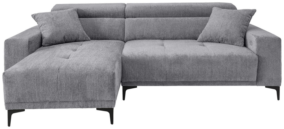 ECKSOFA Chenille Grau  - Schwarz/Grau, Basics, Textil/Metall (183/250cm) - Livetastic