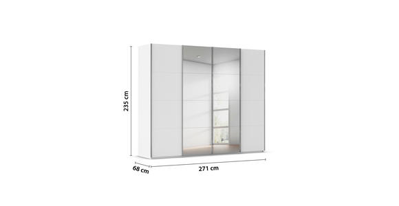 SCHWEBETÜRENSCHRANK 271/235/68 cm 4-türig Weiß - Chromfarben/Weiß, Design, Holzwerkstoff/Metall (271/235/68cm) - Novel