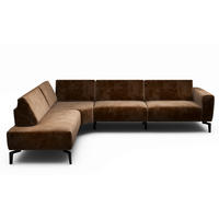 ECKSOFA Cosy Braun Samt  - Schwarz/Braun, Design, Textil/Metall (213/296cm) - SENSOO