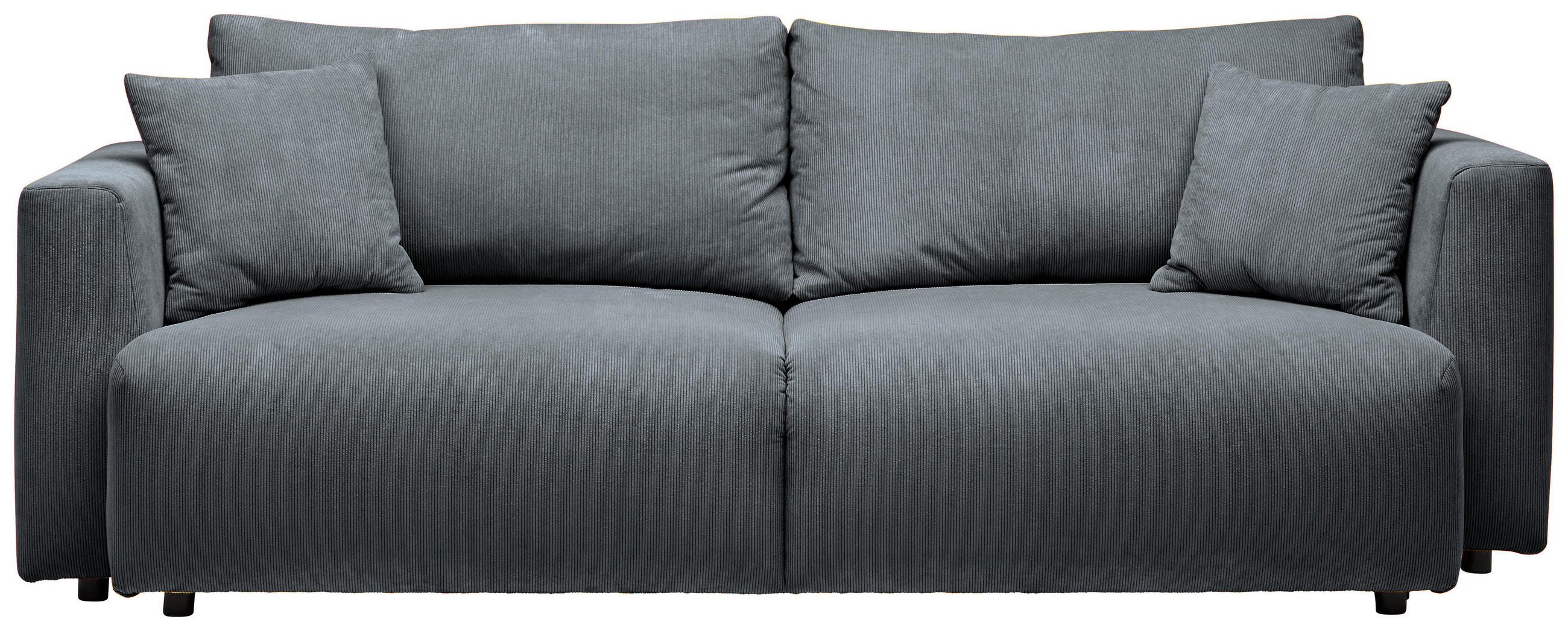 SCHLAFSOFA  mit Stoffauswahl, Schlafen auf Sitzhöhe, Rücken echt Cord Dunkelgrau  - Dunkelgrau/Schwarz, Design, Kunststoff/Textil (250/92/105cm) - Carryhome