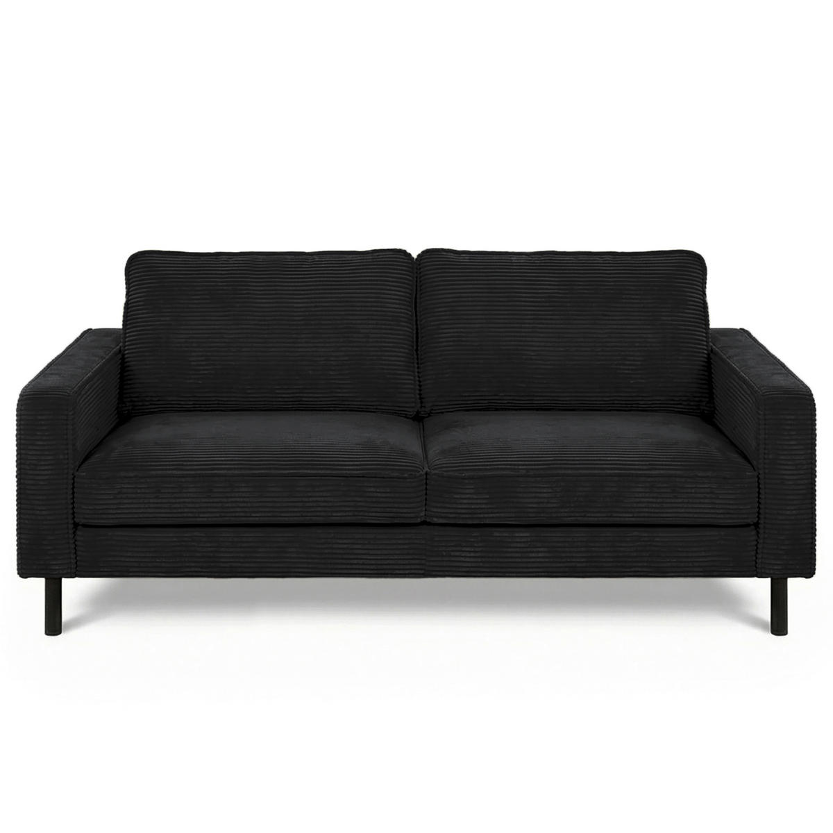 3-SITZER-SOFA  in Cord Schwarz Modern  - Schwarz, Design, Textil/Metall (188/85/92cm) - Livetastic