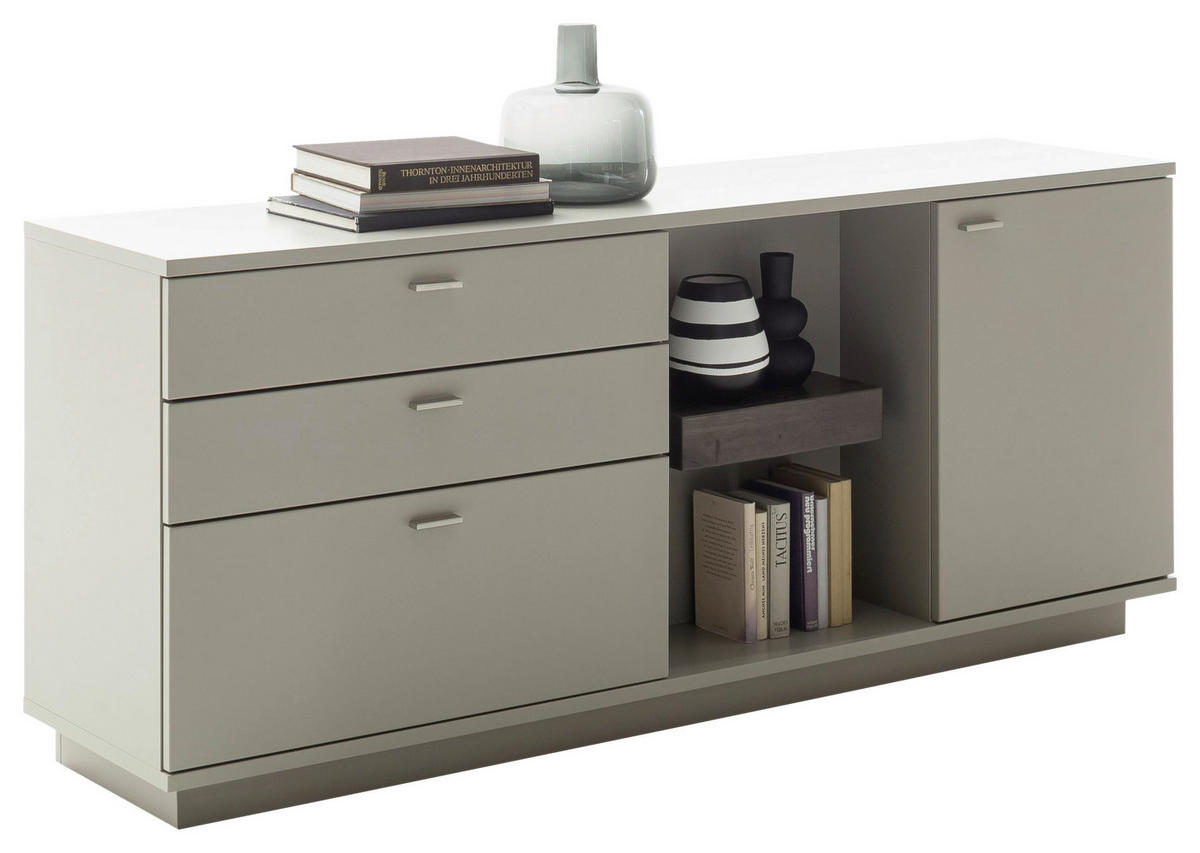 SIDEBOARD  in 180/77/44 cm  - Eichefarben/Grau, Design, Holzwerkstoff/Metall (180/77/44cm) - Novel