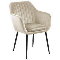 ARMLEHNSTUHL Stahl Velours  - Sandfarben/Schwarz, Trend, Textil/Metall (57/83/61cm) - MID.YOU